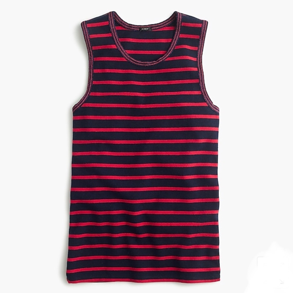 NWT J Crew Metallic-Trim Striped Shell